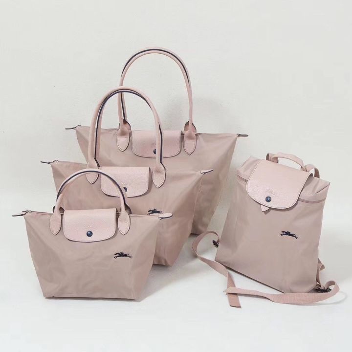 2023-new-longchamp-bag-tote-bag-female-small-hand-zipper-mommy-dumpling-bag-lotus-root-pink-petal-powder