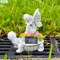 AERJ Garden Fairy Turtle รูปแกะสลักพลังงานแสงอาทิตย์สำหรับสวนรูปปั้นนางฟ้ากันน้ำแปลกสุดสร้างสรรค์สำหรับสวนดอกกุหลาบแต่งลานบ้าน Rumput Halaman