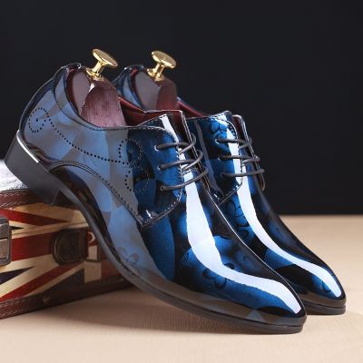 Office Men Dress Shoes Floral Pattern Men Formal Shoes Leather Luxury Fashion Groom Wedding Shoes Men Oxford Shoes Dress