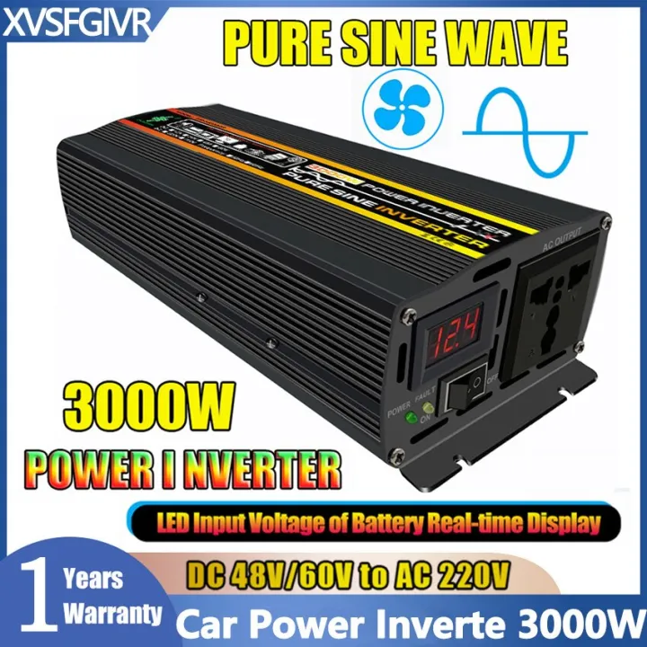 True/Pure Sine 500W Wave Inverter Car Power Inverter 3000W with LED ...