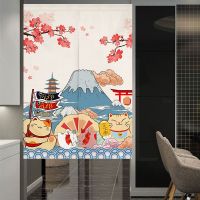 【YD】 Partition Door Curtains Cartoon Printed Half Curtain Washable for Room Sushi Restaurant