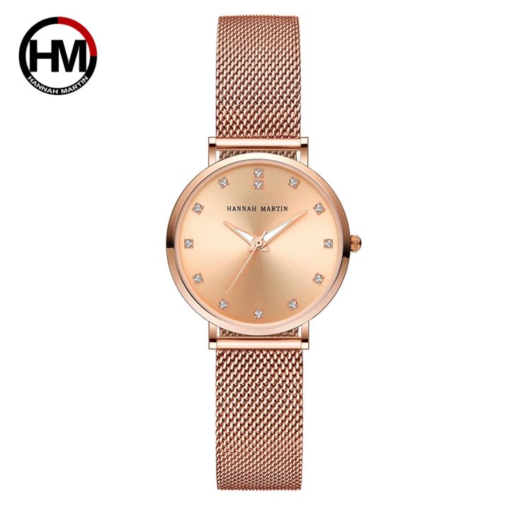 2021Japan MIYOTA 2035 Quartz Movement High Quality Ladies Watches Stainless Steel Mesh Strap Rose Gold Waterproof Watches For Women