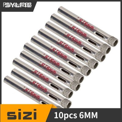 Silver 6mm Dia Diamond Coated Drill Bit Tile Ceramic Glass Hole Saws Pack Of 10