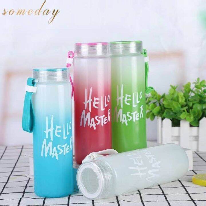 480ml Portable Gradient Color Frosted Water Tumbler Bottle Hello Master ...