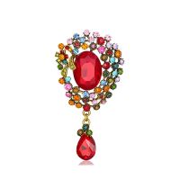 Big Crystal Waterdrop Chromatic Flower Brooches Women Palace Style Flower Weddings Party Casual Brooch Pins Gifts