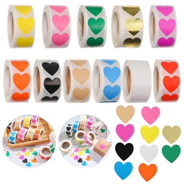 Ready Stock/COD】500 Pcs Cute Stationery Gift Packaging Home Decor Seal  Labels Sticker Love Heart Shaped Scrapbooking