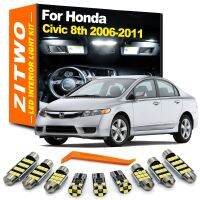 ZITWO 11ชิ้นสำหรับ Honda Civic 8 MK8 8th Gen 2006 2007 2008 2009 2010นำแสงโดมภายในกระเป๋าชุดโคมไฟป้ายทะเบียนรถ