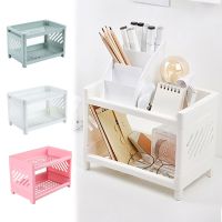【CC】☢❀  Plastic Storage Rack Two-layer Desktop Sundries Organizer Shelf Bedroom Cosmetics Makeup Holders Office Supplies