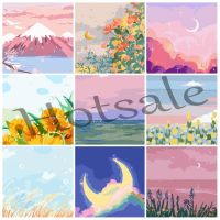 【hot sale】 ◈ B02 20x20 30x30 40x40cm Framed DIY PBN Children Digital Painting By Numbers on Canvas simple landscape