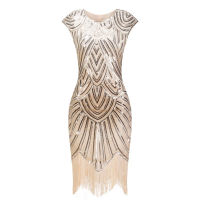 1920S Flapper ชุด Great R ชุด O-Neck หมวกเลื่อม Fringe Party Midi ชุด Vestido De Verano ฤดูร้อนผู้หญิง Dress