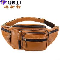 [COD] Brand multifunctional mens waist bag leather outdoor sports and leisure chest shoulder crocodile 8336