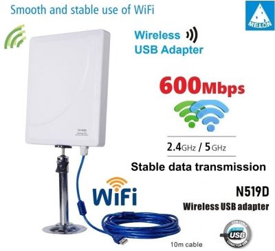 USB Wifi Adapter 2.4G+5G Dual band 600Mbps High Power Antenna Melon N519D