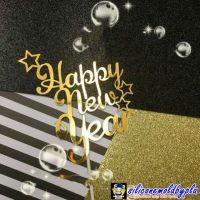 ป้ายปักเค้ก ป้ายปักเค้กปีใหม่ ป้ายปักเค้ก Happy new Year พลาสติก 1 อัน