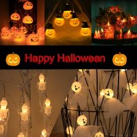 ZZOOI 1.5m 10Led Halloween LED String Lights   Pumpkin Bat Lights Garland Battery Operated for Halloween Holiday Home Outdoor Decor