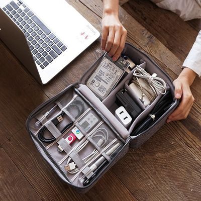 Travel Digital Cable Storage Bag Data Cable Earphone Power Bank U Disk Digital Organizer 300D Cationic Waterproof Matte Bag