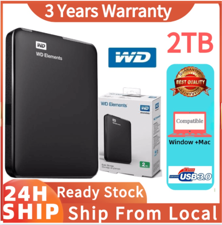 WD Elements 1TB /2TB Portable External Hard Drive Disk USB 3.0 HD HDD ...