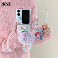 HOCE เคสโทรศัพท์รูปการ์ตูนนางเงือกน่ารักโปร่งใสสำหรับออปโป้ไฟนด์ N2พลิก Findn2ค้นหา N2กันกระแทกแบบฝาพับฝาหลังแบบใส