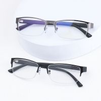 【cw】 1 PCS Vintage Half Frame Men Anti Blue Light Business Reading Glasses Eye Protection Ultra Light Office Eyeglasses ！