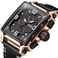 2061  Vintage Fashion Mens quartz watches  Square  casual sport Multifunction Calendar Luminous Leather  wrist watch