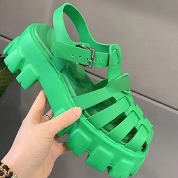 2022 Women's Roman Sandals With Thick Bottom And Triangle Prada Print Lazada PH