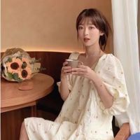 COD SDFGERTYTRRT Korean Style Women Ladies Summer Puff Sleeve Short-sleeved Loose Fit Floral Midi Long Dress Ready Stock New