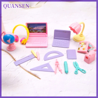 QUANSEN 1ชุด1:12 dollhouse Miniature School Supplies เครื่องเขียนไม้บรรทัดคอมพิวเตอร์ Globe รุ่น Living Scene Decor เล่นของเล่นบ้าน