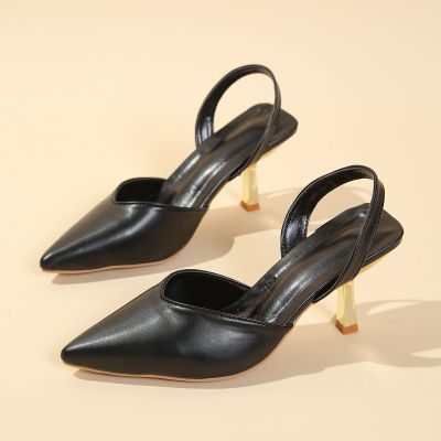 รองเท้าแตะหญิง2023รองเท้าส้นสูงฤดูร้อนชี้รองเท้าผู้หญิงเดียว Baotou ส้นเท้าบางเดียว
