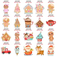 Cartoon Christmas Planar Resin Flatback Printed 30pcs/lot for Hairbow DIY Holiday Decoration