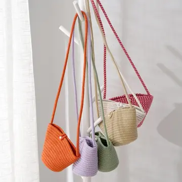 Cotton Rope Bucket Shoulder Bag For Women Handamade Woven Handbag