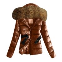 Womens Down Wear Winter Warm Coat, Fur Hooded Womens Down Jacket, Solid Color Belt, Winter All-match Womens Coat#g30