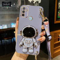 AnDyH Long Lanyard Casing For OPPO A53 A33 2020 Phone Case OPPO A53S 4G Cute Astronaut Desk Holder Case