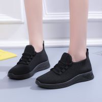 Womens Breathable Non-slip Platform Fashion 2023 Autumn New Casual Shoes Korean Running Shoes Black Sneakers Shoes for Women