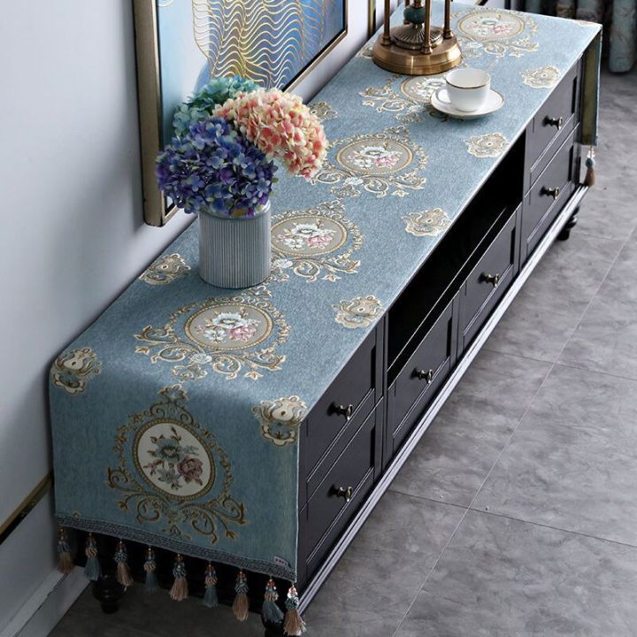 ตู้ผ้าปูโต๊ะเเบบพู่ทีวียุโรป2ผ้าปูโต๊ะผ้าคลุมที่ใช้ในครัวเรือนผ้าคลุมกันฝุ่นหีบโทรทัศน์