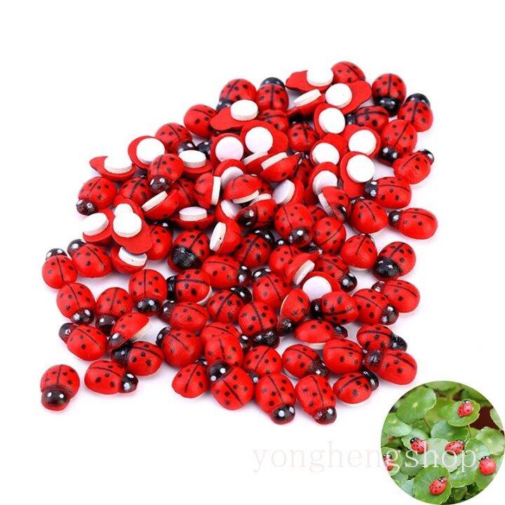 100pcs-set-3d-mini-wooden-mixed-color-ladybug-sticker-cute-ladybird-self-adhesive-fridge-sticker-garden-decor-kids-toy