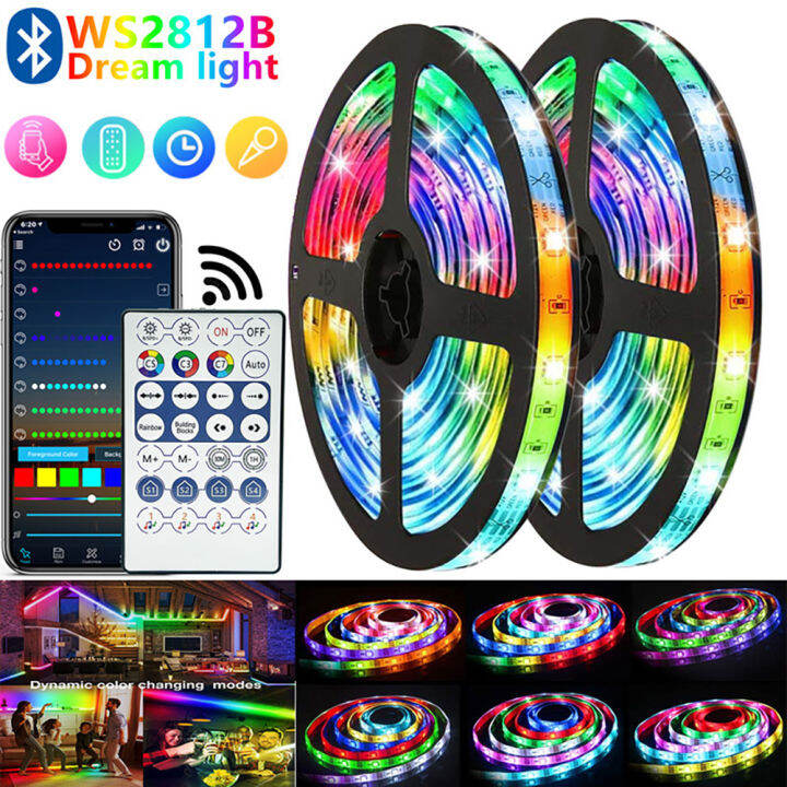 BC WS2812b LED Strip Light TV Backlight Music Bluetooth App IR 28 Key Control Wall Flexible