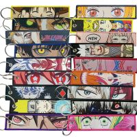 Fashion Cartoon Cute Girl Anime Chain Jet Tags Embroidery Key Fobs for Motorcycles Cars Bag Backpack Keychain Fashion Key Ring Key Chains