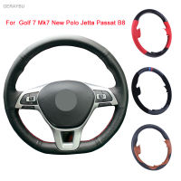 GERAYBU Custom Leather Hand-sewn Car Steering Wheel Cover For Volkswagen Golf 7 Mk7 New Polo Passat B8 Breathable Wear-resistant