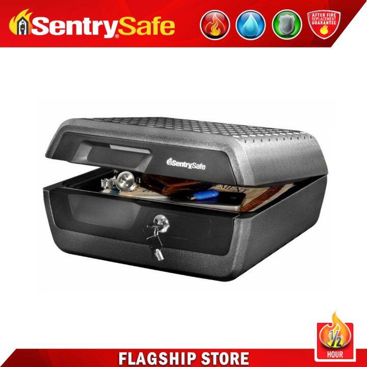 SENTRY SAFE CHW30200 Fire + Security Waterproof Small 10.9Liter Chest Vault with Tubular Key