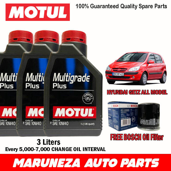 Motul Multigrade 10w40 Hyundai Getz Package Free Bosch Oil Filter 3