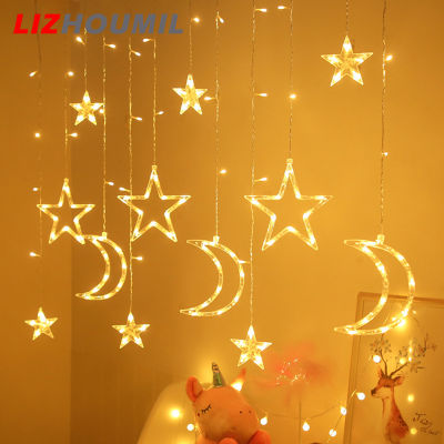 LIZHOUMIL Led String Lights 8 Flashing Modes Ip44 Waterproof Stars Moon Christmas Decorative Lights Curtain Lamp