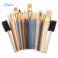 【CW】25PcsSet Multifunctional Fine Hand Paint Brush Nylon Painting Brush Oil Acrylic Brush Watercolor Pen Art Supplies For Student