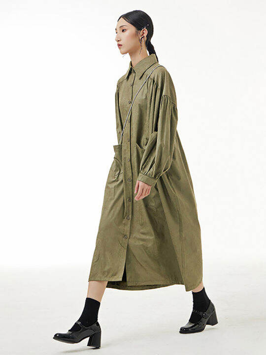 xitao-dress-simplicity-solid-color-long-sleeve-shirt-dress