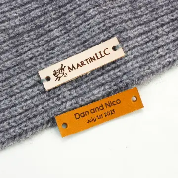 30pcs Handmade labels for Knitting crochet Personalised leather tags with  text logo Sew in clothes hats label handcraft items