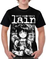 Yestrong Serial Experiments Lain T-Shirt Mens Casual Comfrotable Light Weight Anime Crew Neck T-Shirts