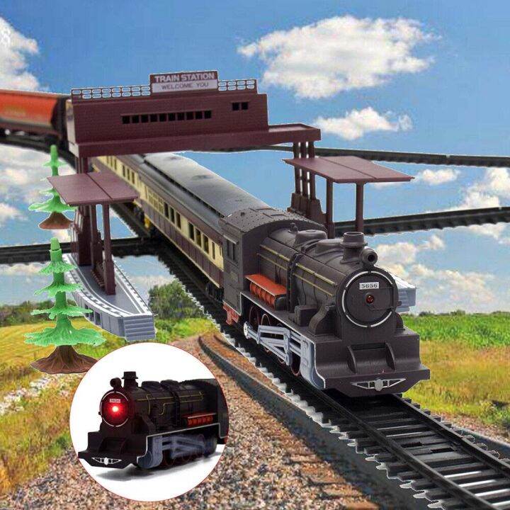 electric-large-classic-train-set-rail-track-carriages-kids-vehicle-toy-gift-train-set-metal-alloy-electric-trains-w-steam-locomotive-oil-tank-train-cargo-cars-tracks-train-toys-lights-toys-kids-friend