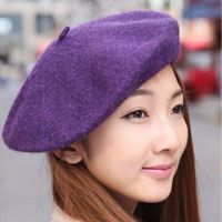 Wool Beret Hat for Women Fashion Cap Versatile Simple Solid Color Atmospheric Autumn and Winter Warm Bud Hat