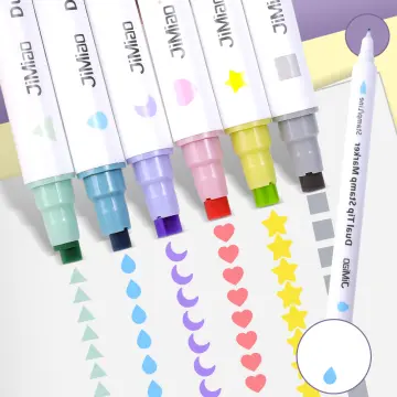 6colors Cute Stamp Marker Pens Creative Double Headed Pattern