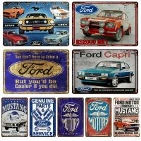 Vintage Mustang Ford Cars ป้ายโลหะโรงรถดีบุก Plaque Wall Decor Retro โปสเตอร์ Man Cave Shabby Chic