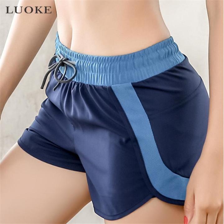 luokeกางเกงกีฬาขาสั้นของผู้หญิง-กางเกงลำลองใส่วิ่งเล่นโยคะฟิตเนสวิ่งซับในน้ำหนักเบานิ่มใส่สบาย