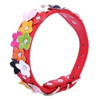 Soft Pu Leather Dog Collar Flower Padded